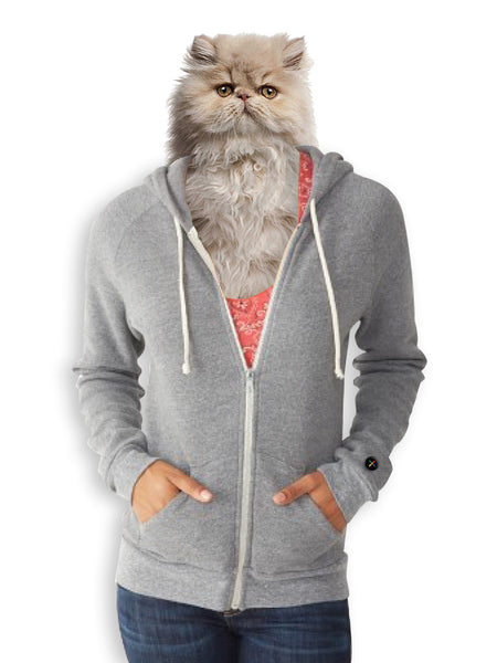 Drawstring-Zipper Slim Kangaroo Hoodie