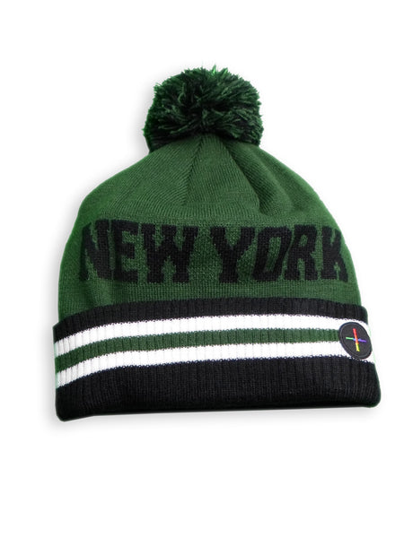 Army, Black & Off White New York Pom Pom Ski Throwback Beanie